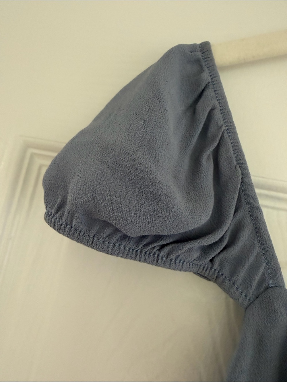 Reformation Off-Shoulder Button-Front Dress in Dusty Blue - Picture 5 of 7